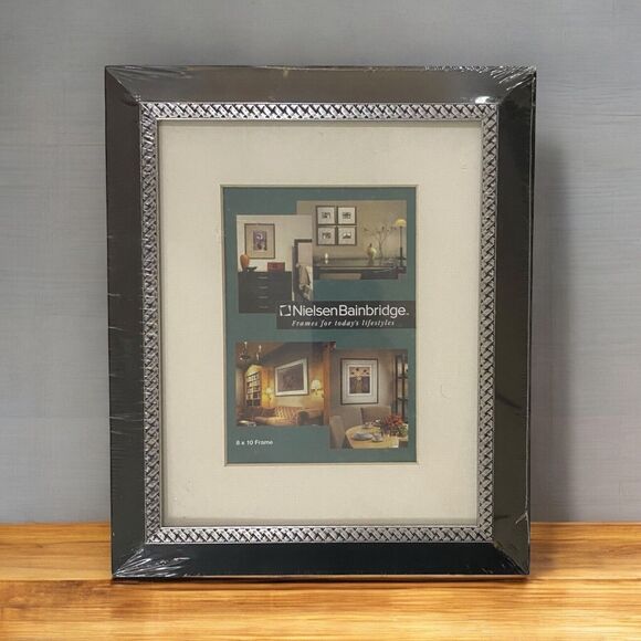 Nielsen Bainbridge Photo Frame Matte Black w/Sliver Rope Design For 8 X 10 Pic - Picture 1 of 7